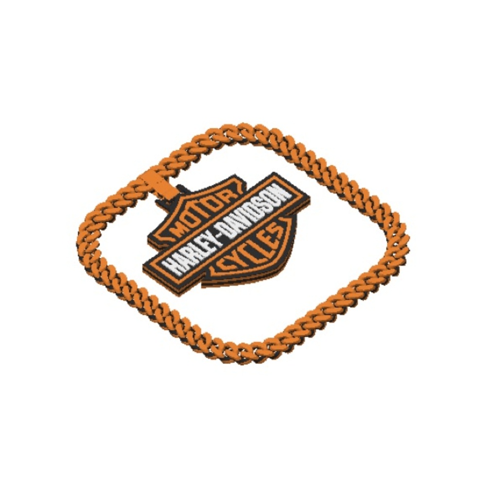 Harley-Davidson Bold Orange Emblem Necklace - Picture 2 of 2